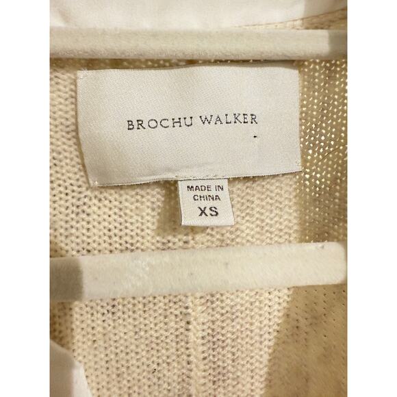 Brochu Walker Layered Look V-Neck Sweater XS Wool Cashmere Blend Animal Print - Picture 2 of 7